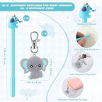 Engrowtic 50 Sets Baby Shower Favors for Guests Gifts Includes 50 Blue Elephant Keychain 50 Thank You Cards 50 Elephant Pens 50 Organza Bags Party Favor Gift Bags for Birthday Gender Reveal Party - Image 2