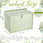 BreezeHug 14" Sage Green Acrylic Wedding Card Box with Lock & 3D Letters - Image 2