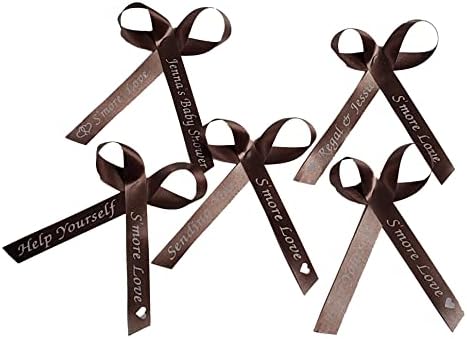 25 Personalized Ribbons Assesmbled Bows Custom Bridal Shower Favor Party Favors Wedding Bridesmaid Memorial Ribbons Funeral Baby Invitations Mis XV años Quinceanera (Mocha) - Image 4