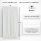 10ftx12ft Ivory Backdrop Curtain for Wedding Party 2 Panels 5×12FT Tall - Image 4