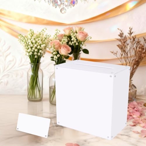 Acrylic Wedding Card Box with Slot Top, Detachable DIY Card Box for Wedding Reception, Corner Brackets & Screws Included, Acrylic Table Sign Holder Included - Image 4
