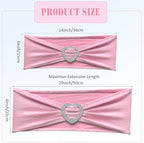 Pink Chair Sashes 60 Pack Spandex Pink Sashes for Chairs Stretch Chair Sashes Clearance with Heart Buckle Slider for Wedding Banquet Party Decorations - Image 2