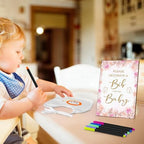 SytuHe 95 Pcs DIY Baby Bibs Decorating Kit50 White Bibs 24 Stencils 20 Fabric Markers 1 Baby Shower Game Sign - Image 4