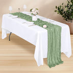 28 Pack Sage Green Cheesecloth Table Runner 17x108 Inch Semi Sheer Boho Gauze Cheese Cloth Fabric Table Runners, for Wedding Party Baby Shower Birthday Home Decor Garden Farmhouse - Image 3