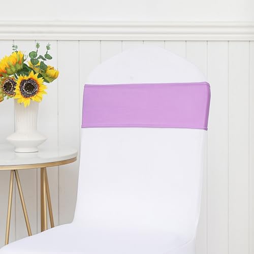 50 PCS Spandex Lilac Chair Sashes for Wedding Stretch Chair Bands with Buckles Universal Elastic Chair Ties Bows for Party Folding Chairs Celebration Anniversary Ceremony Events Decorations - Image 3