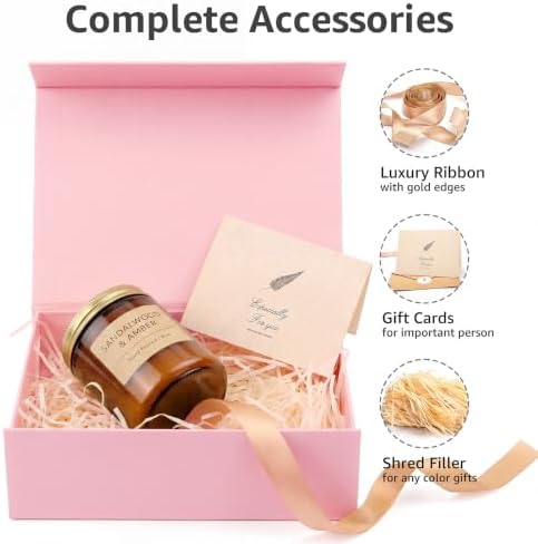 LIFELUM Pink Wedding Gift Box with Magnetic Lid for Presents, 9.5"x7"x3.5" - Image 4