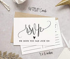 50 Blank RSVP Cards,RSVP Postcards No Envelopes Needed,Classy Script Style Print Response Card,RSVP for Wedding,Baby Shower,Bridal Shower - Image 3