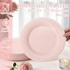 IOOOOO 100Pcs 10" Pink Plastic Dinner Plates, Premium Pink Plates for Party - Image 2