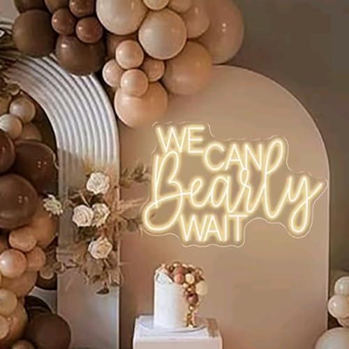 We Can Bearly Wait Neon Sign, Baby Shower Sign, Baby Shower Backdrop Sign, Baby Shower Welcome Sign, Baby Shower Decor,USB LED Sign Size:16x10.6inch, Warm white - Image 3