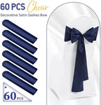 60 PCS Navy Blue Satin Chair Sashes, 7 x 108 Inch - Image 2