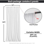 40x10FT White Backdrop Curtains for Wedding Parties, Wrinkle Free Photo Backdrop Curtains for Wedding Birthday Party Baby Shower, Fabric Drape with Rod Pockets 5ft x 10ft, 8 Panels - Image 2