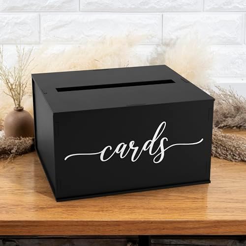 Wooden Wedding Card Box with Slot and Lid | Graduation Card Box for Party 2026 | Grad Gift Money Envelope Holder for Reception, Bridal Shower, Birthday, Retirement | Rustic Keepsake Decorations - Image 2