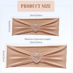 Nude Chair Sashes 60 Pack Spandex Nude Sashes for Chairs Universal Spandex Chair Sashes Bands with Heart Buckle Slider for Wedding Banquet Party Decorations - Image 2