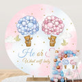 Polyester Diameter 7ft Round Gender Reveal Backdrop Blue Pink Balloon Bear Background for Photography He or She What Will Baby Be Mommy Pregnancy Surprise Party Photo Booth Props by Kzzfqxb