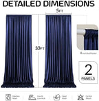Navy Blue Satin Backdrop Curtains 2 Panels - Glitter Photo Drapes for Baby Shower, 10x10FT Shimmer Back Drop Cloth, Wrinkle Free for Birthday Party Prom Wedding Stage Background - Image 5