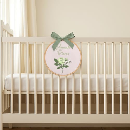Embroidery Baby Name Sign, Personalized Welcome Baby Hoop Sign with Bow, Custom Baby Name Sign for Hospital, Infant Baby Shower Gifts New Parents (15) - Image 6