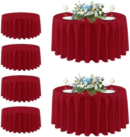 sancua 6 Pack Christmas Red Round Tablecloth 108 Inch Fit 42-96 Inch Tables by sancua