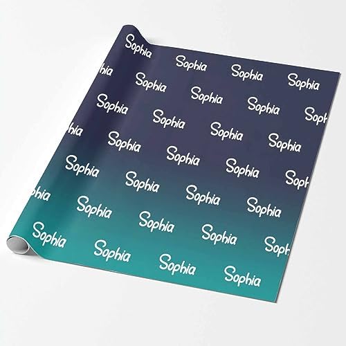 MyPupSocks Custom Text Wrapping Paper, Gradient Black And Blue Wrapping Paper Roll Personalized Gift Wrap Paper with Funny Logo Name for Mom Dad Grandma Birthday Christmas 58x23 3 Rolls - Image 2