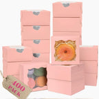 Bakepacker Bakery Boxes with Window, Pink, 4"x4"x2.5", 400pcs by Bakepacker