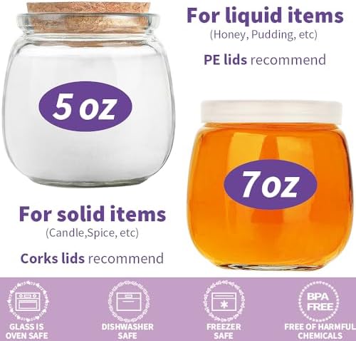 Syntic 40 Pack 7oz Small Glass Jars with Cork Lids,Mason Jars - Image 4