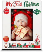 BELLA BUSTA-My First Christmas Picture Frame-Babys 1st Christmas-The Santa Train -Merry Christmas-Peace-Joy-Love-UV Print Picture Frame (5x7 Vertical) by BELLA+BUSTA