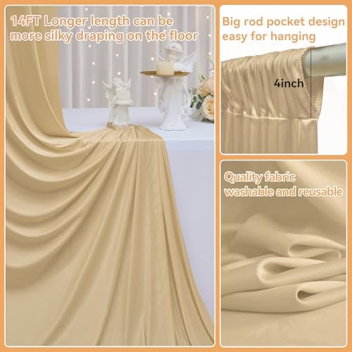 20FTx14FT Champagne Backdrop Curtains for Wedding, Birthday and Photography - Image 3