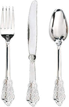 WDF 360 Pieces Silver Plastic Silverware- Disposable Flatware - Heavyweight Plastic Cutlery- Includes 120 Forks, 120 Spoons, 120 Knives for Christmas by WDF