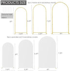 Set of 3 Metal Arch Backdrop Stands with White Covers, 6/6.6/7.2FT - Image 3