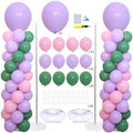 2‑Set Pastel Purple Sage Green Pink Balloon Column Kit for Birthday Decor by KINNOGOLDLEAF