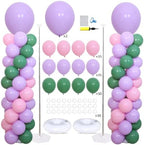 2‑Set Pastel Purple Sage Green Pink Balloon Column Kit for Birthday Decor by KINNOGOLDLEAF