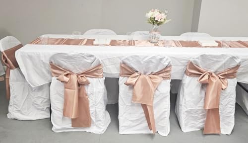 Satin Chair Sashes Bows 50 Pack Universal Polyester Chair Ribbons for Wedding Anniversary Retirement Party Birthday Engagement Banquet Graduation Outdoor Events Decor (Blush Pink, 50 pcs) - Image 7