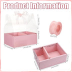 Honeydak 10 Pcs Cake Flower Clear Gift Boxes with Handle 4 in, Pink, Bow - Image 2