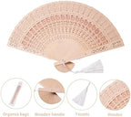 Sepwedd 50 Sets Wooden Hand Fan Baby Shower Party Favors with Organza Bags and Tassels Wooden Folding Fan （Sunflower Pattern） - Image 2