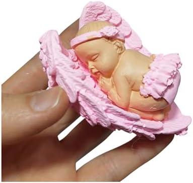 Baby Shower Favor, Set of Stone Angel with Wing Baby Favor Magnet, Pink white Blue Baby Favor Boy with Thank You Tags, Favor, Magnets, Gender Reveal (Pink, Set of 20) by GiftUp