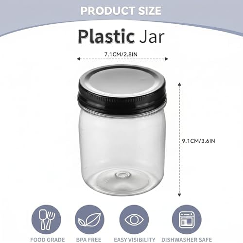 novelinks 8 oz Plastic Mason Jars and Clear Plastic Jars with Lids 8 oz - Image 2