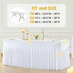 Besutolife White Tablecloths for Rectangle Tables 6ft Spandex Table Skirt One-Piece Wrinkle-Resistant Ruffles Design for Banquets Parties Wedding Dining Table - Image 5