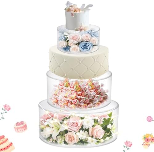 3Pcs Acrylic Cake Display Stand 6'' 8'' 10'' Round 3 Tier Clear Cylinder Cake Box for Wedding Birthday Party Decor(6 / 8 / 10 Inch) by CRAFTIFANO