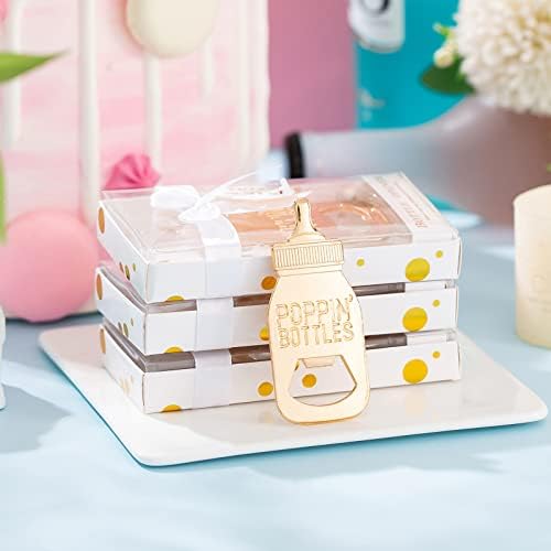 24 Pieces Baby Bottle Openers Baby Shower Favors, Gifts, Decorations, or Souvenir Guest Gift Boxes, Poppin Design for Boys or Girls (24 Pack White) - Image 3