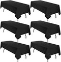 YMHPRIDE 6 Pack Polyester Tablecloth for 6 Foot Rectangle Tables,60 x102 inch Black Polyester Table Covers, Washable Black Table Cloth for Wedding,Party,Banquet,Restaurant,Buffet by YMHPRIDE