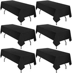 YMHPRIDE 6 Pack Polyester Tablecloth for 6 Foot Rectangle Tables,60 x102 inch Black Polyester Table Covers, Washable Black Table Cloth for Wedding,Party,Banquet,Restaurant,Buffet by YMHPRIDE