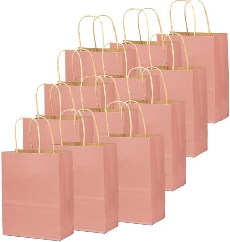 qiqee 100PCS Gift Bag with Handles Bulk Kraft Bright Pink Paper Bags Multiple Uses (13"x10.3"x4.6"- Large Size) - Image 2