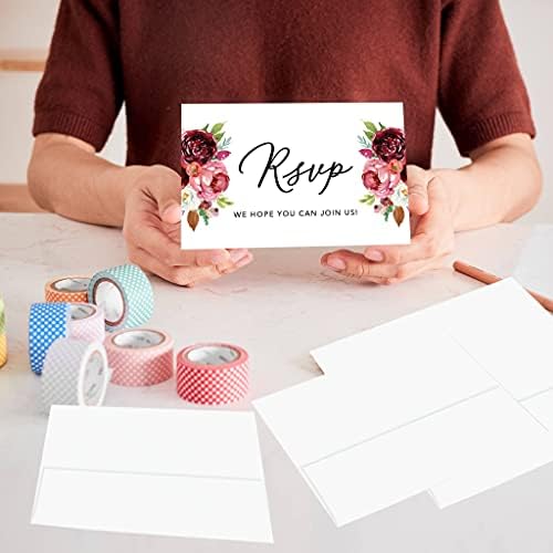 Andaz Press 56-Pack Personalized RSVP Postcards for Wedding Burgundy Florals Cardstock Response Reply Cards for Bridal Shower Baby Shower Birthday Event Custom Date and Return Address 4 x 6-Inch - Image 4