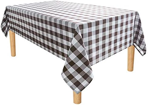 Hiasan Checkered Tablecloth Rectangle 60 x 84 Inch, Coffee and White - Image 2