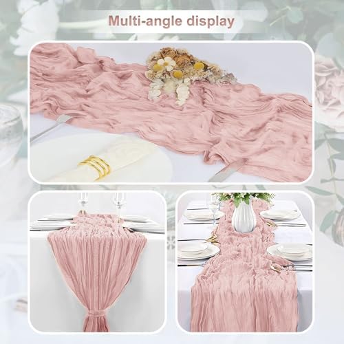 6 Pack Blush Pink Cheesecloth Table Runner 35x120 Inch 10Ft Rustic Gauze Cheese Cloth Table Runner Sheer Cheesecloth Table Runners for Wedding Party Bridal Shower Decoration - Image 6