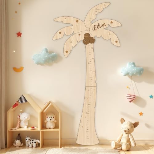 Personalized Name Kids Height Wall Chart - Coconut Tree Wood Height Chart - Image 2