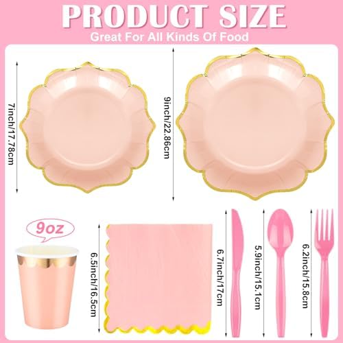 Yaomiao 336 Pcs 48 Guests Pastel Party Plate Set Supplies, Irregular - Image 2