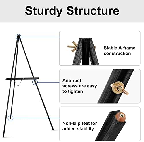 Falling in Art 65" A-Frame Wooden Tripod Easel Stand (Black) - Image 4