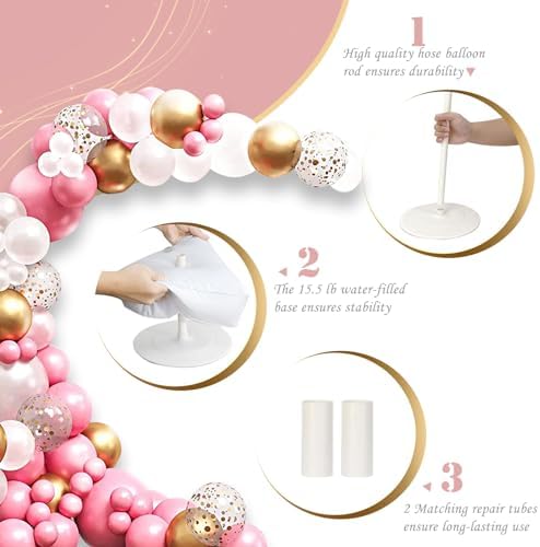 Arch Balloon Stand Kit, 8.2ft & 5ft Free Bending Soft Balloon Flower Backdrop Stands Set with Water Base for Birthday Party Decorations Baby Shower Wedding Graduation Balloons Decor - Image 3
