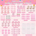 98 PCS Baby Shower Prizes for Game Winners, Pink Spa Party Favors Gifts with Sleep Masks Jewelry Box Scrunchies Claw Clips Powder Puff Gift Bags and Thank You Cards for Guests Bridal Shower (Pink) - Image 2
