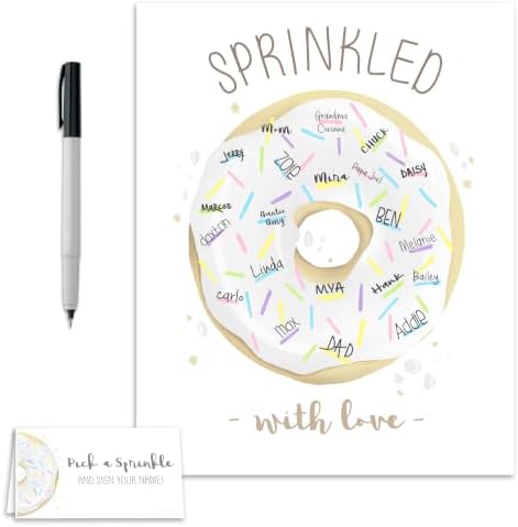 Donut Theme Baby Sprinkle Guest Sign in Poster, 11x14 Inch by MeganHStudio